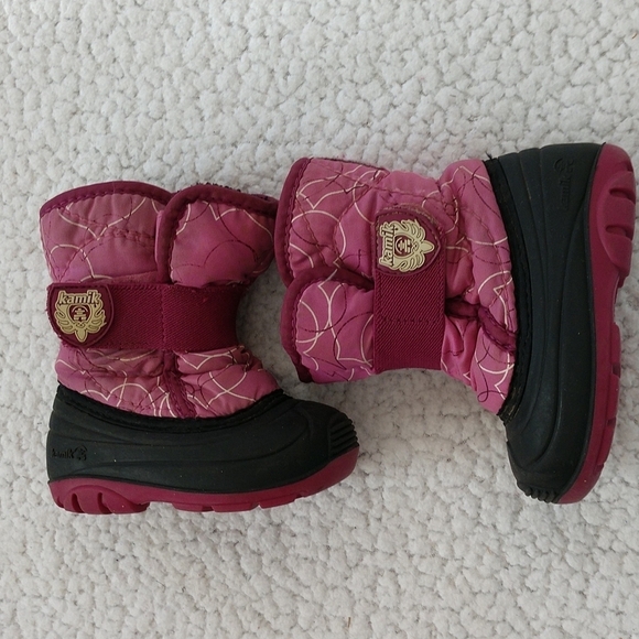 Kids Kamik Fleece Lined Winter Snow Boots Size 5 - Picture 1 of 8